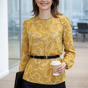 NWT A New Day Mustard Chain Print Blouse